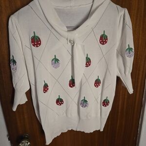 White Cherry Patterned Shirt